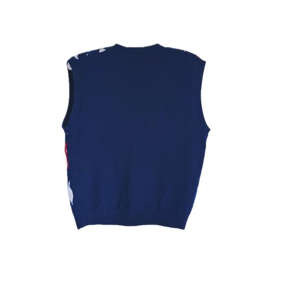 Simply Retro Argyle Knit Sweater Vest Blue Red White Medium - Picture 7 of 8